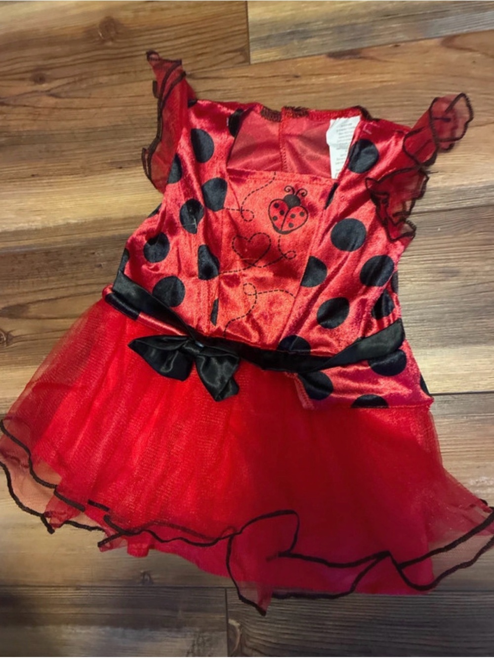 Red Ladybug Toddler Costume Dress with Black Polka Dots size 12-18months